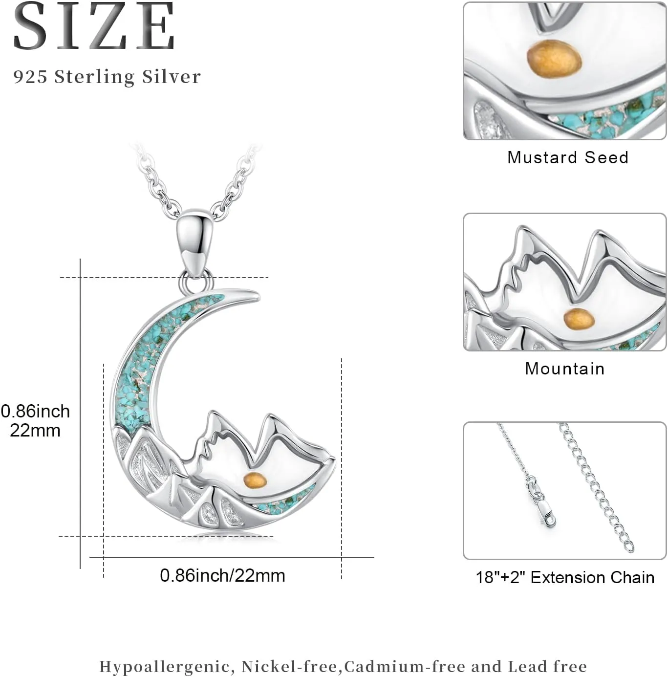 Mustard Seed Necklace 925 Sterling Silver Faith Hope Love Pendant Necklace Inspirational Religious Necklace Christian Jewelry Gift for Women