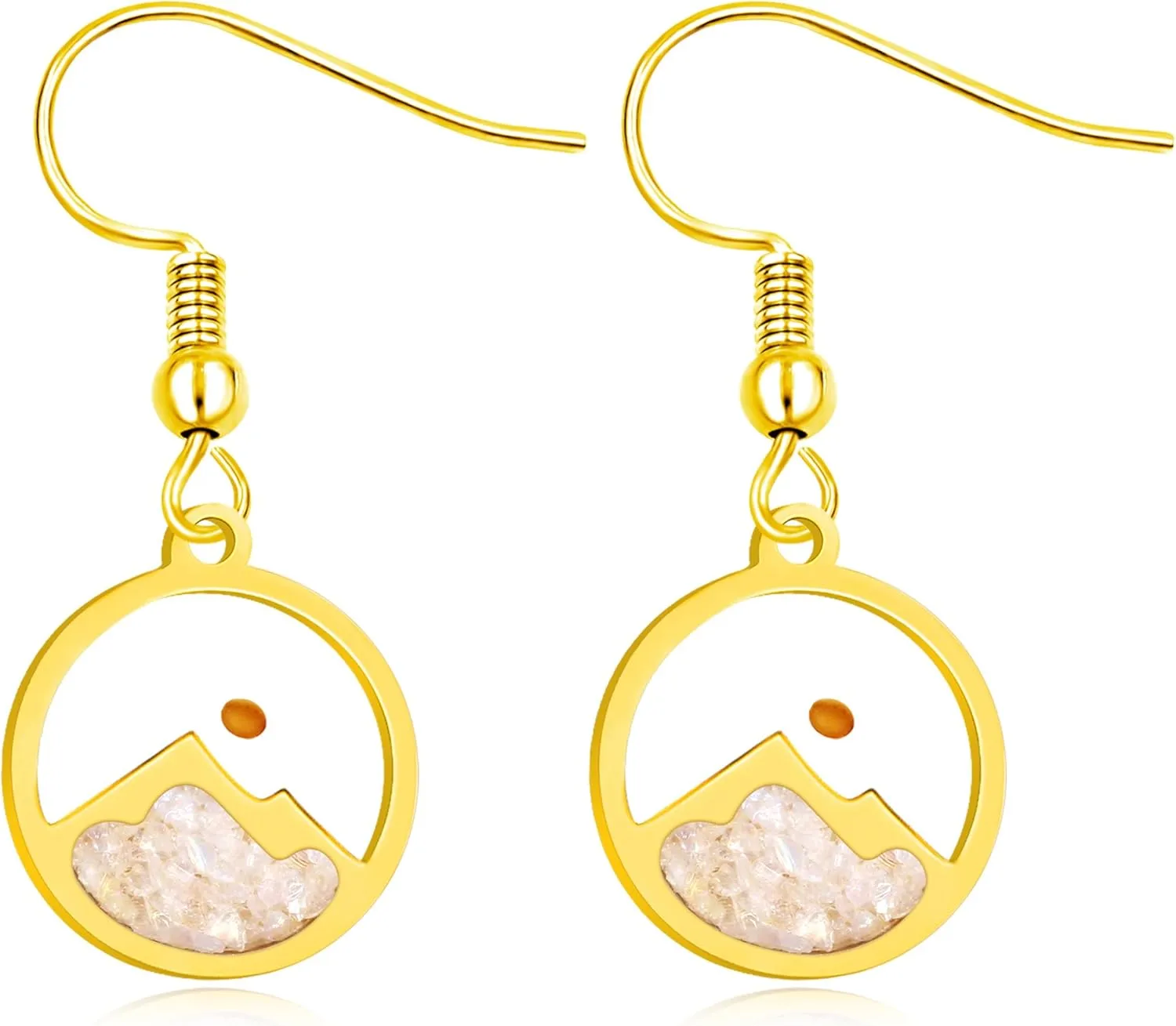 Mustard Seed Round Mountain Golden stainless steelStainless Steel Inspirational Earrings and Faith Jewelry, Suitable for Female Christians | Inspirational Faith and Mobile Mountain