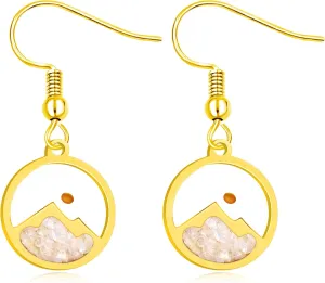 Mustard Seed Round Mountain Golden stainless steelStainless Steel Inspirational Earrings and Faith Jewelry, Suitable for Female Christians | Inspirational Faith and Mobile Mountain