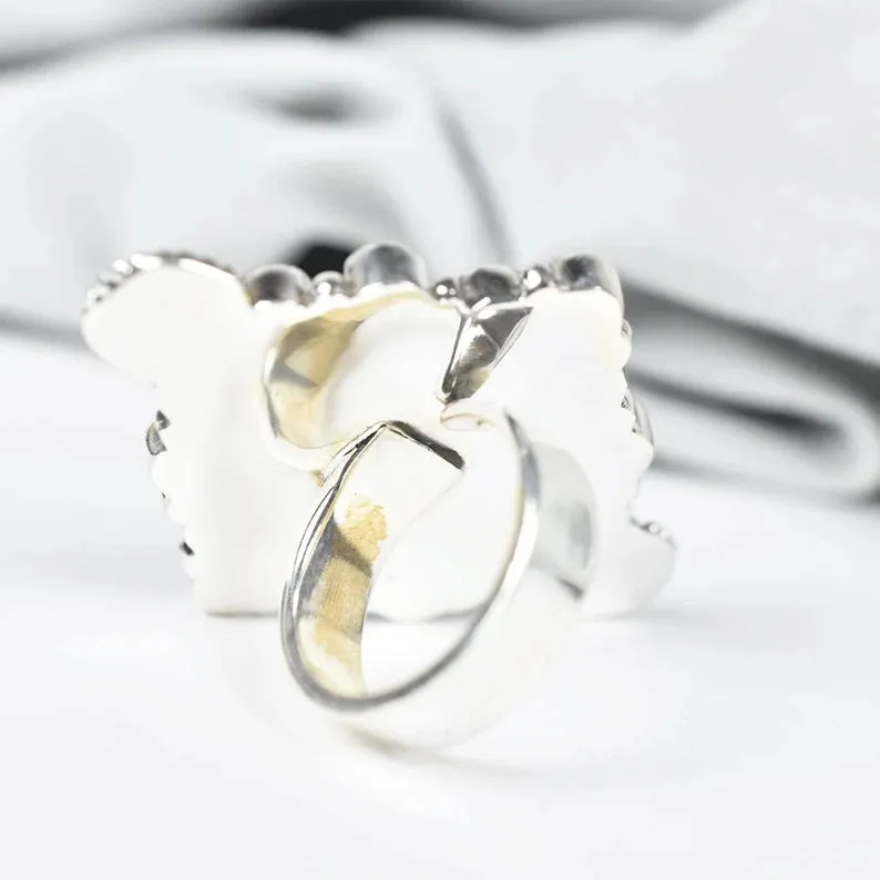 Native American Cubic Zirconia & Turquoise Cluster Rings - 925 Sterling Silver Southwestern Rings