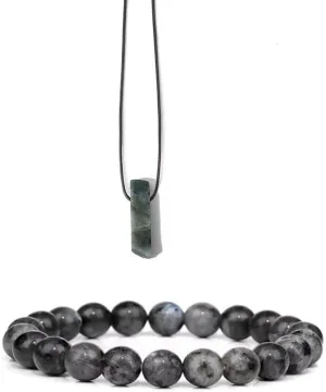 Natural Healing Crystal Stone Energy Balancing Bracelet Necklace Set for Women Men Stress Relief Anxiety Yoga Bracelets Necklace Jewelry