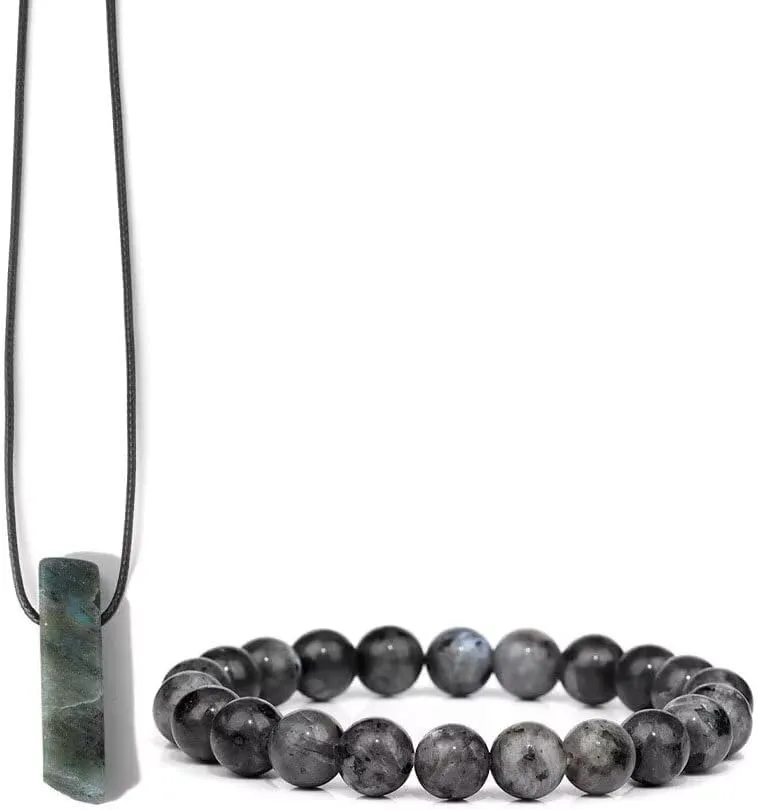 Natural Healing Crystal Stone Energy Balancing Bracelet Necklace Set for Women Men Stress Relief Anxiety Yoga Bracelets Necklace Jewelry