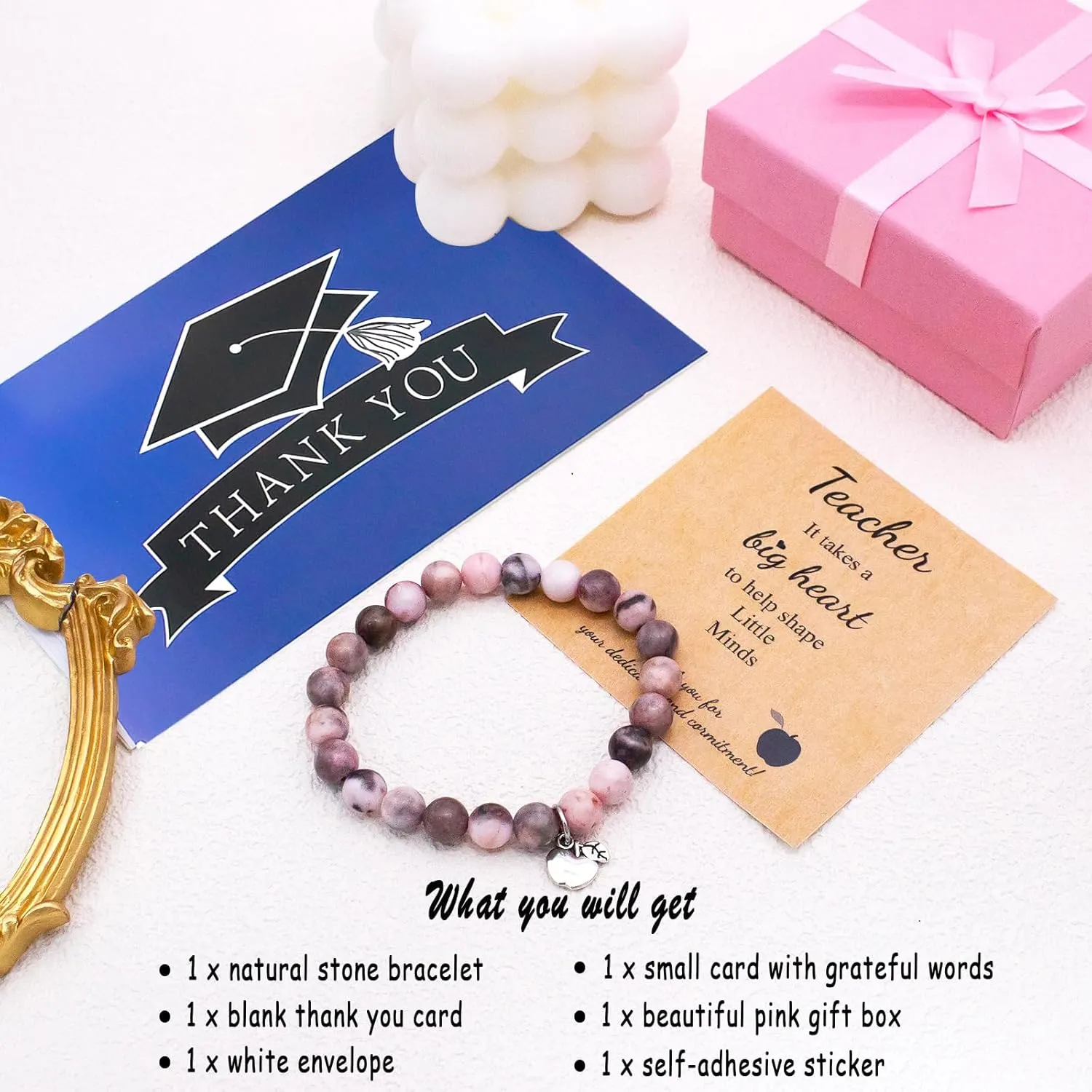 Natural Stone Graduation Bracelet- 2025 Graduation Gifts for Her Appreciation Bracelet Gifts
