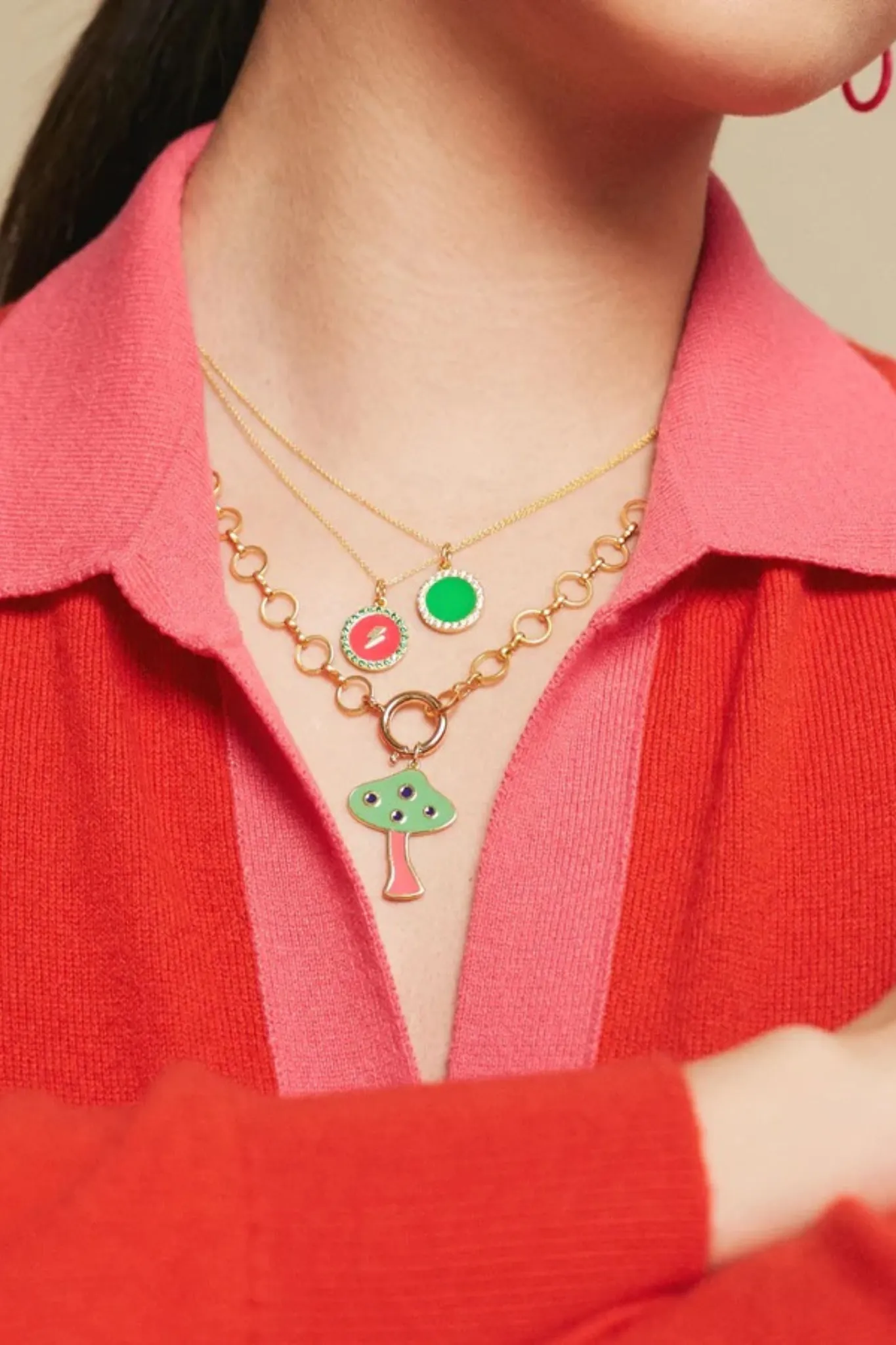 Neon Green Enamel Pendant