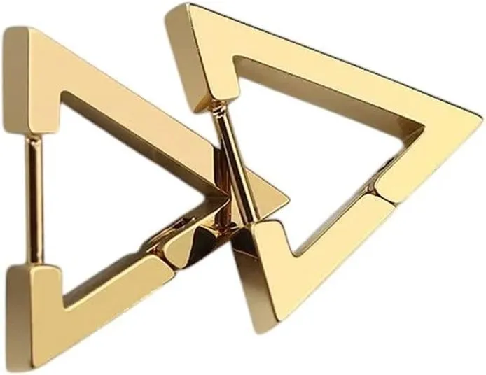 New 2025 Unisex Simple Creative Pierced Ear Cuffs Punk Stainless Steel Heart Square Star Triangle Earrings For Women Men Push-Back Studs Jewelry Fashion Trendy Accessories Gift For Women And Men