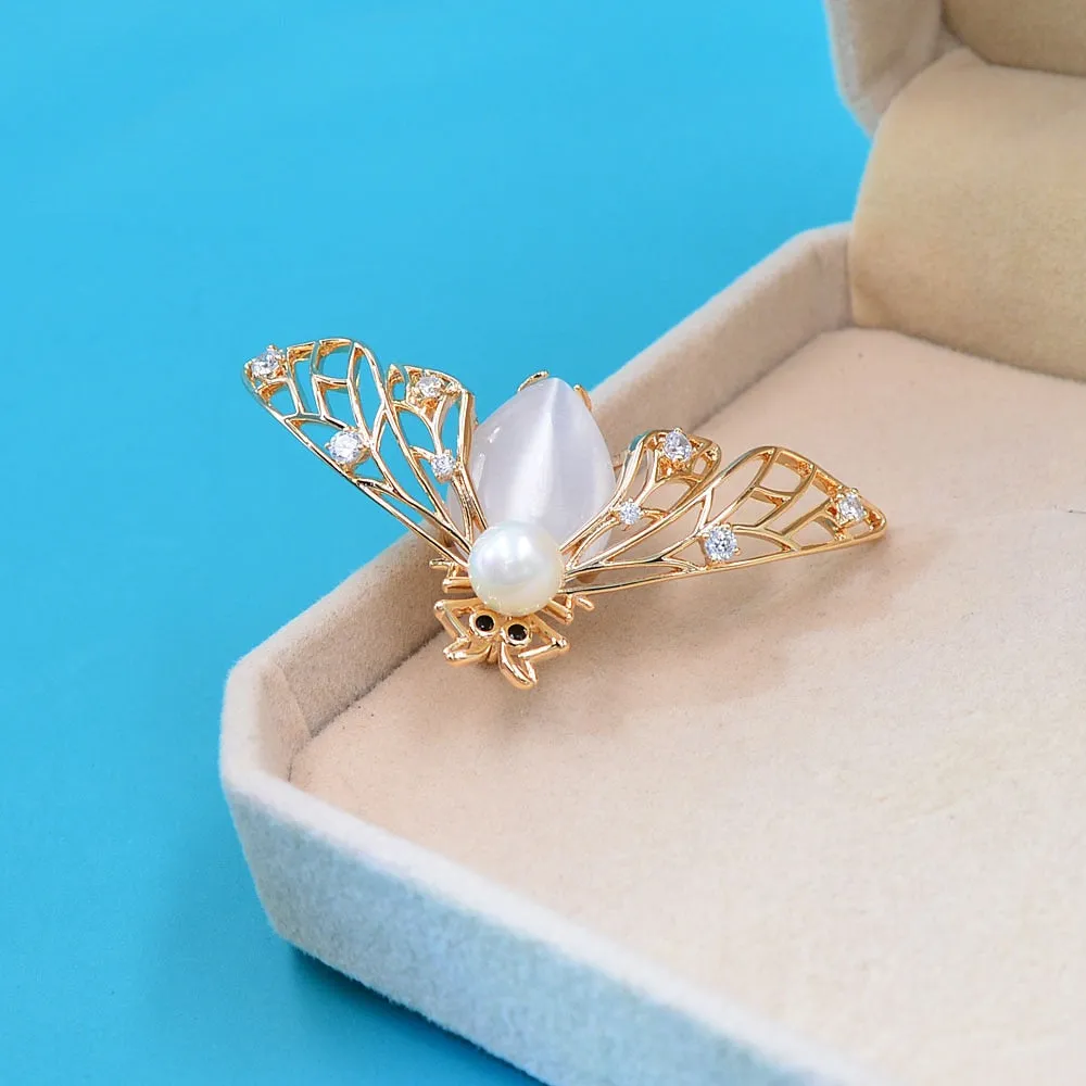 New Arrival Cubic Zirconia Copper Bee Brooches For Women