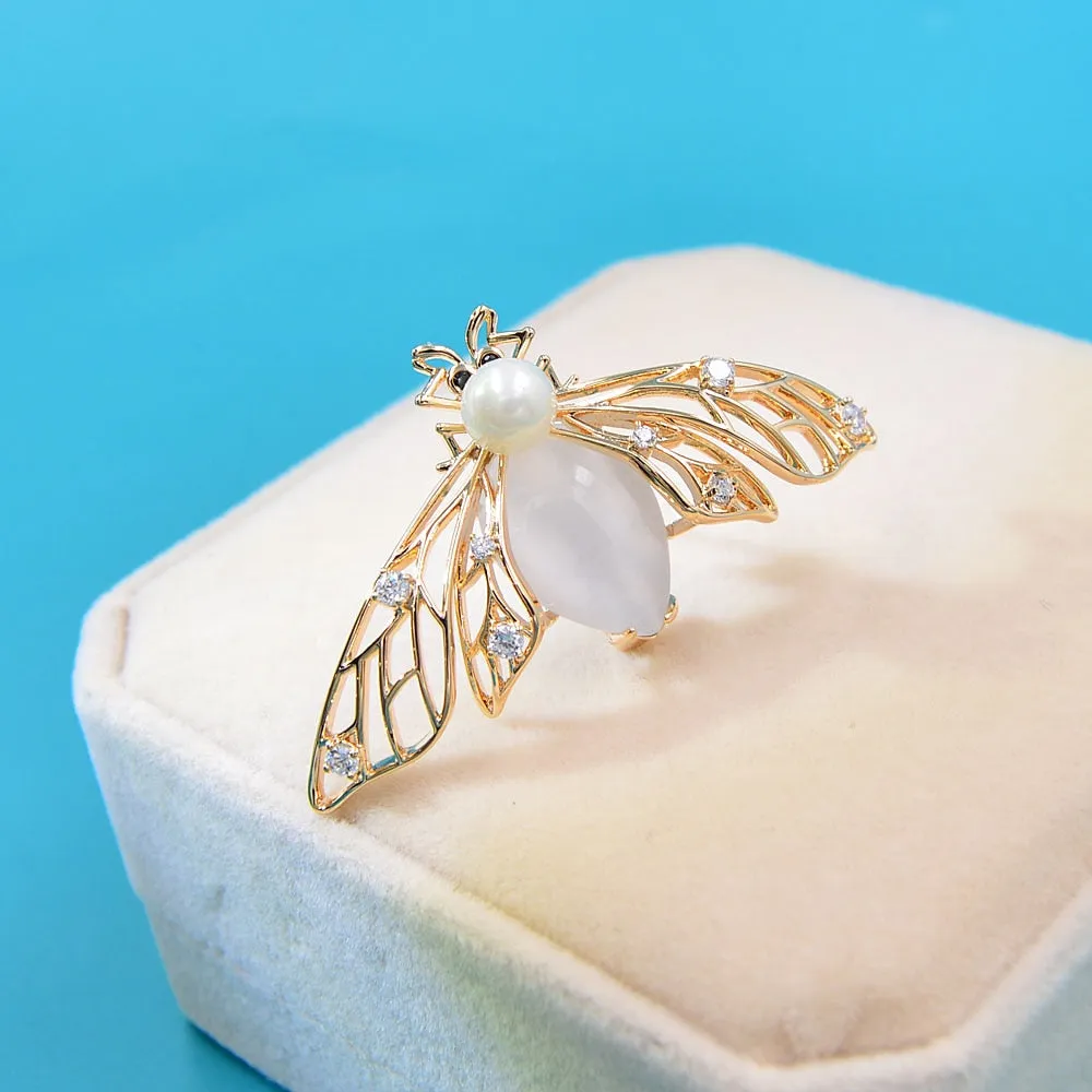New Arrival Cubic Zirconia Copper Bee Brooches For Women