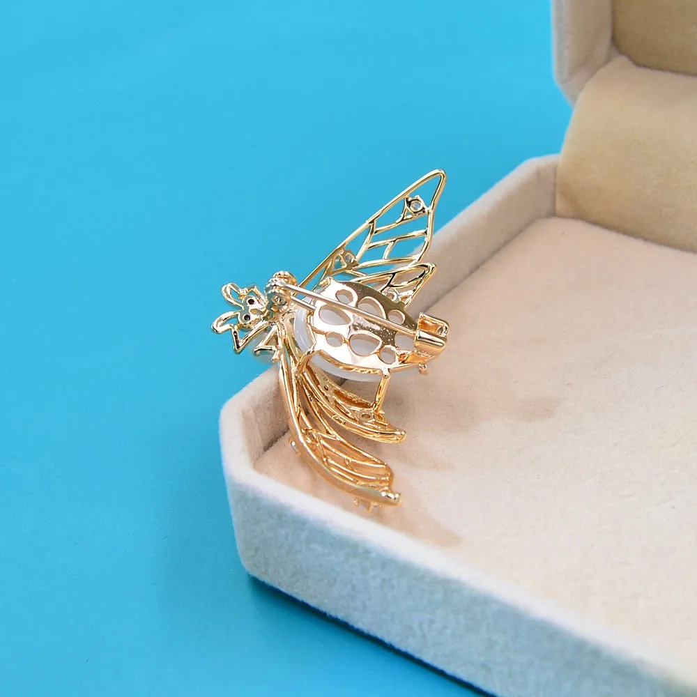 New Arrival Cubic Zirconia Copper Bee Brooches For Women
