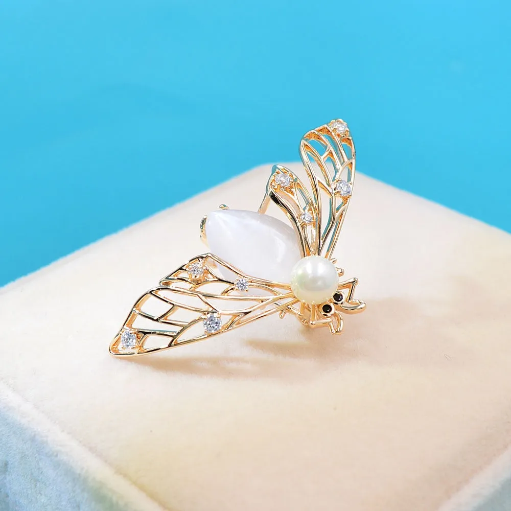New Arrival Cubic Zirconia Copper Bee Brooches For Women