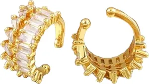 New For Arrival Simple Design Ear Cuff Clip Earrings Her Gold Plated Zircon No Pierced Without Hole Women Cartilage Jewelry Party Gift With For You Accessories Creative Gift