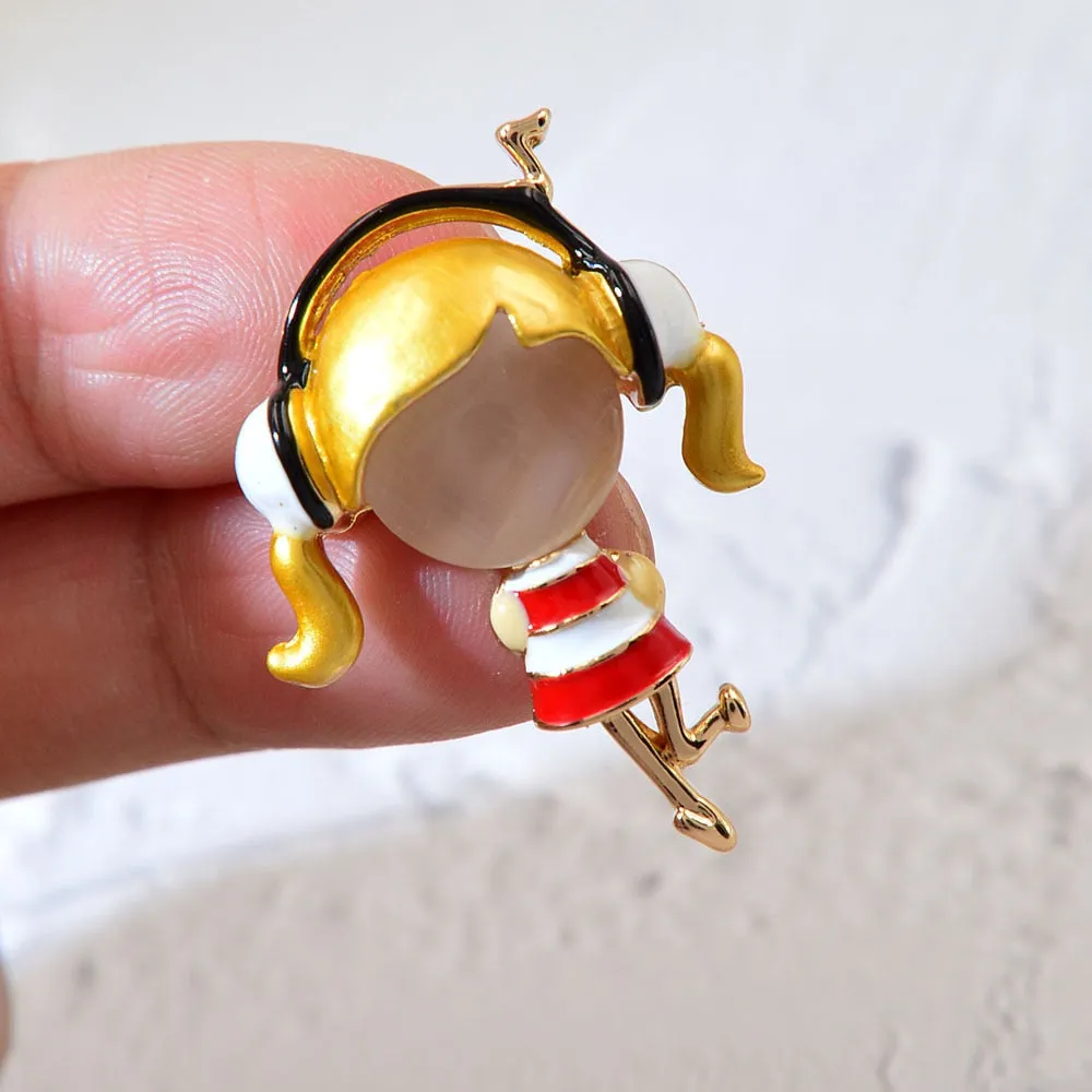 New Opal Wear Headset Girl Brooches Women