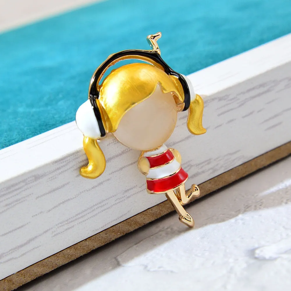 New Opal Wear Headset Girl Brooches Women