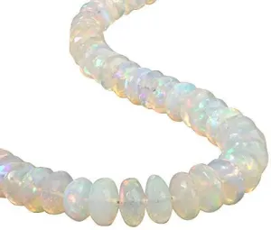 NirvanaIN Sparkling Ethiopian Opal Beaded Necklace Welo Opal Rondelle Necklace October Birthstone Genuine Ethiopian Opal Choker Gift For Her