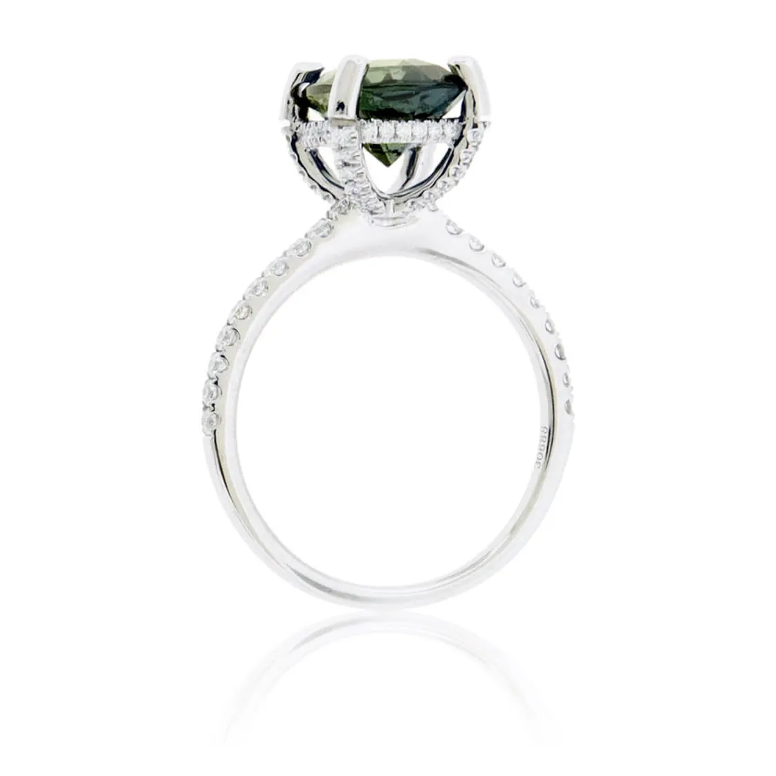 No Heat Blue-Green Sapphire & Diamond Ring