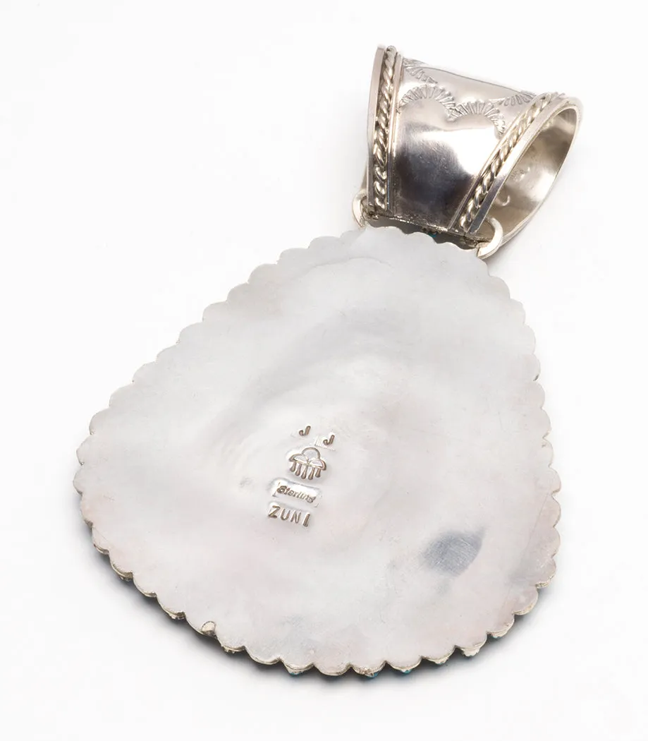 Noble Kingman Turquoise Pendant with Petit Point Border