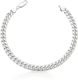nometo 925 Sterling Silver Cuban Link Chain Bracelet 5/8mm Silver Bracelet for Men Women Silver Bracelet 6.5-9 Inches