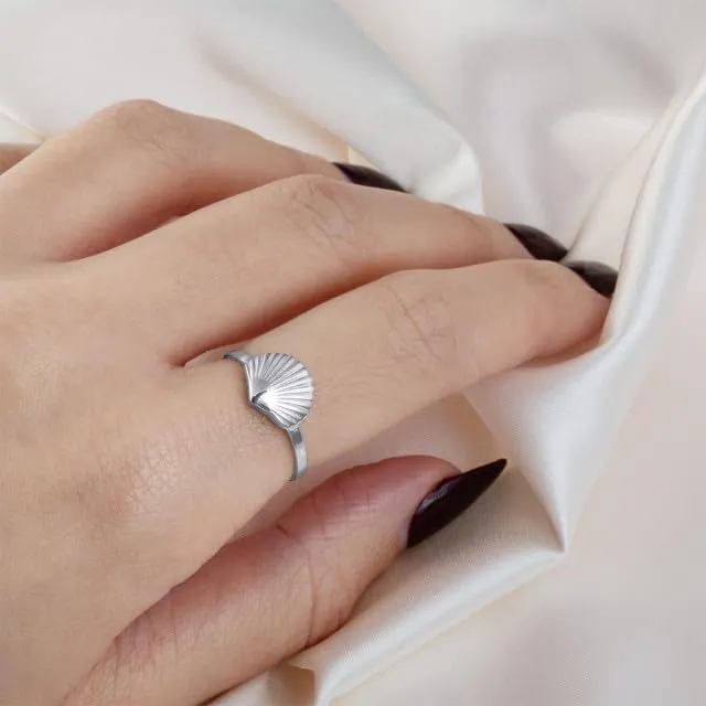 Ocean Seashell Beach Fine Ring Real Solid .925 Steling Silver