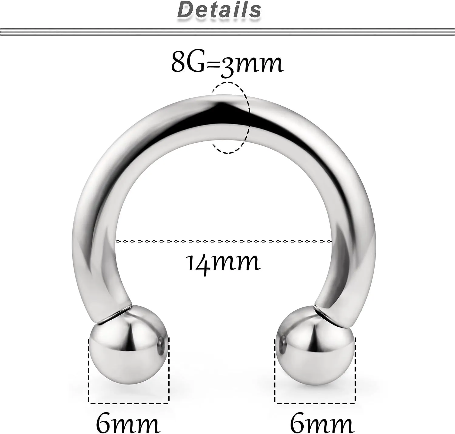 Ocptiy 2G 4G 6G 8G Titaniumm Septum Rings Medical Implant Grade Gauges Tunnels Earring Stretching kit Hypoallergenic Septum Nose Ring Ear Hoop Earring Piercing Jewelry Women Men 12mm 14mm 16mm