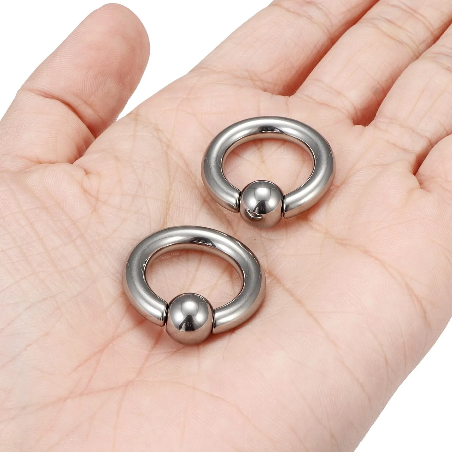 Ocptiy 8G 6G 4G 2G Titaniumm Septum Rings Medical Implant Grade Gauges Tunnels Earrings Stretching kit Hypoallergenic Septum Nose Ring Ear Lobe Hoop Earring Piercing Jewelry Women Men 12mm 14mm 16mm