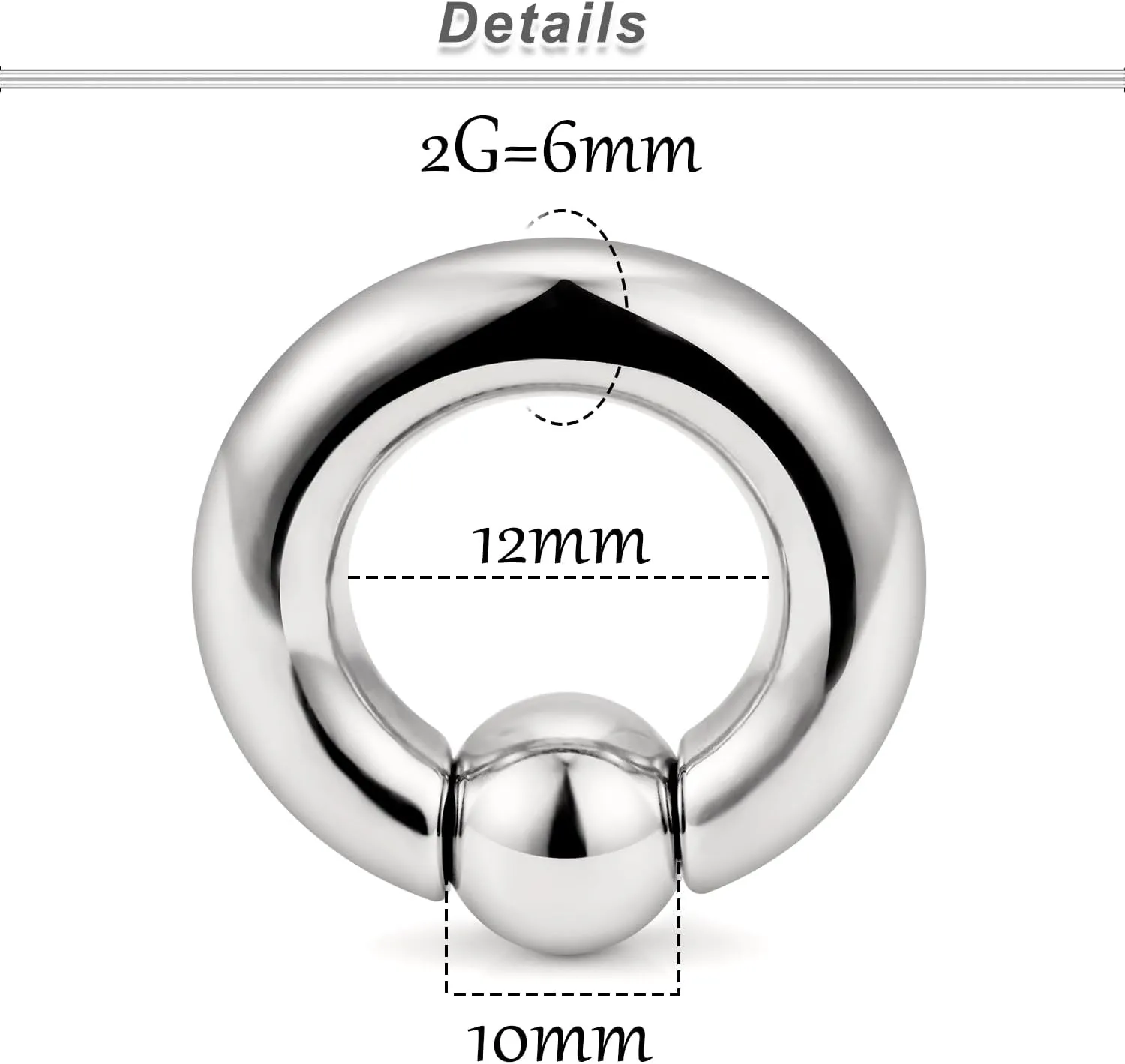 Ocptiy 8G 6G 4G 2G Titaniumm Septum Rings Medical Implant Grade Gauges Tunnels Earrings Stretching kit Hypoallergenic Septum Nose Ring Ear Lobe Hoop Earring Piercing Jewelry Women Men 12mm 14mm 16mm