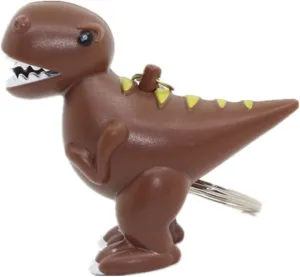 ODETOJOY Cute Dinosaur Flashlight Keychain with Sound Tyrannosaurus Keyring Schoolpack 3D Cartoon Animal Key Ring