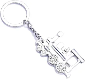 ODETOJOY Train Keychain - Stainless Steel Silver Metal Choo Choo Keyring - Handbag Pendant Ornament