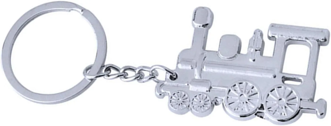 ODETOJOY Train Keychain - Stainless Steel Silver Metal Choo Choo Keyring - Handbag Pendant Ornament