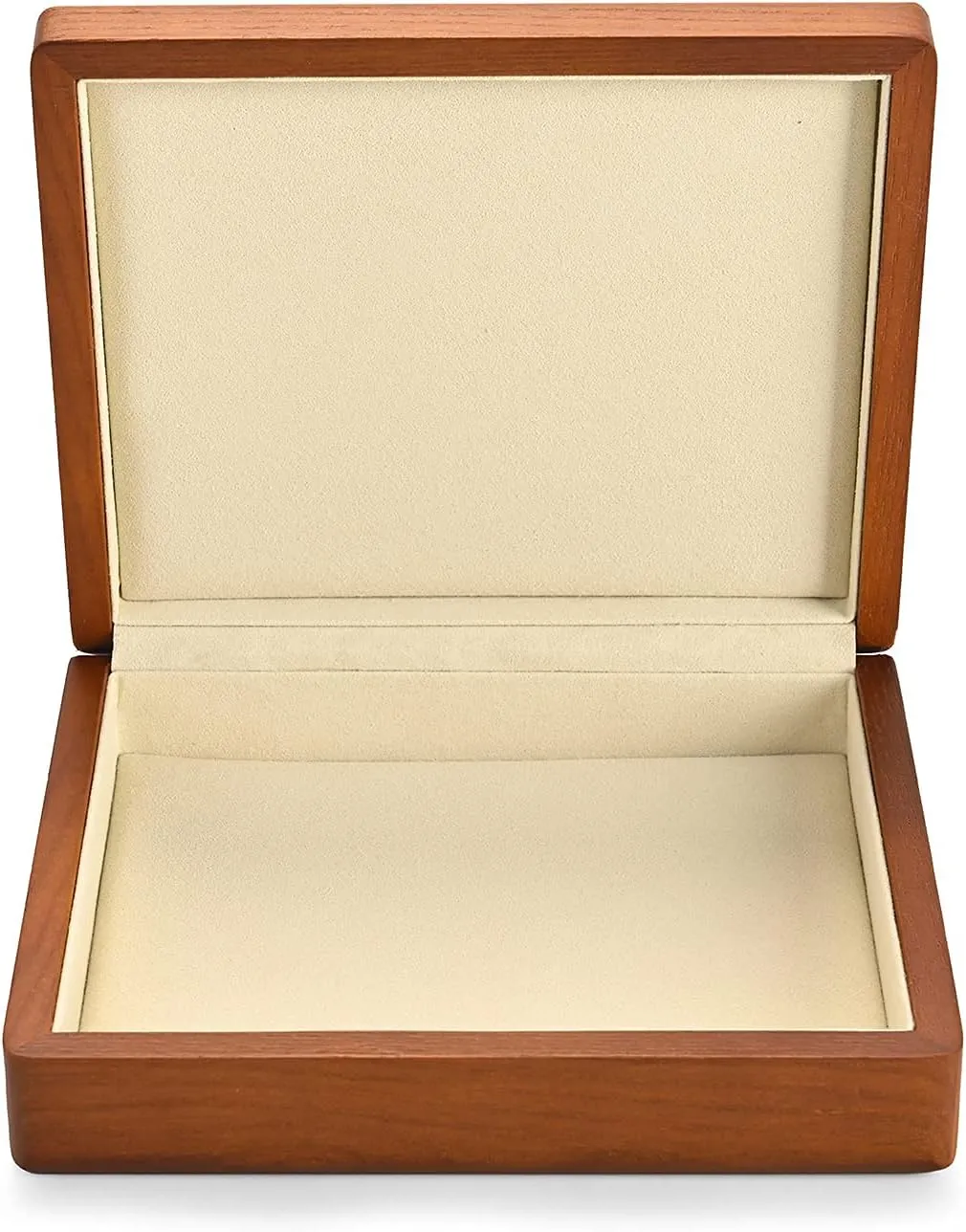 Oirlv Solid Wood Ring Jewelry Box Organizer Earrings Jewelry Drawer Organizer Tray with Lid (Creamy-white Flat Box)