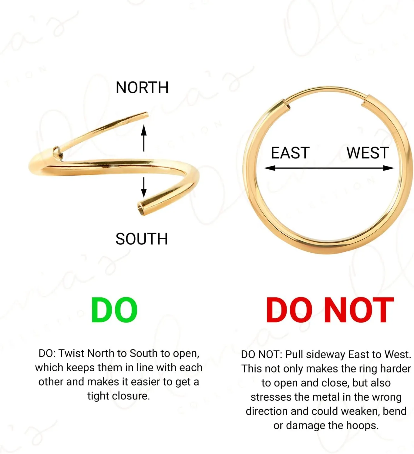 Olivia's Collection 14k White or Yellow Gold Lightweight Endless Hoop Earrings (10-20mm) True 1.0mm width. Piercing to Lobe, Upper-Lobe for a Woman, Man, Teens