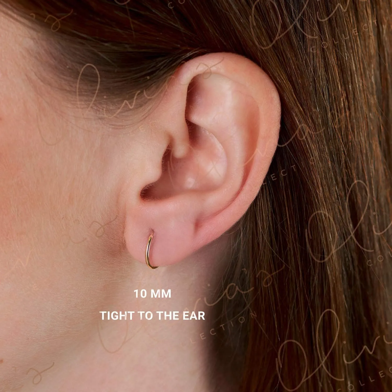 Olivia's Collection 14k White or Yellow Gold Lightweight Endless Hoop Earrings (10-20mm) True 1.0mm width. Piercing to Lobe, Upper-Lobe for a Woman, Man, Teens