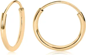 Olivia's Collection 14k White or Yellow Gold Lightweight Endless Hoop Earrings (10-20mm) True 1.0mm width. Piercing to Lobe, Upper-Lobe for a Woman, Man, Teens