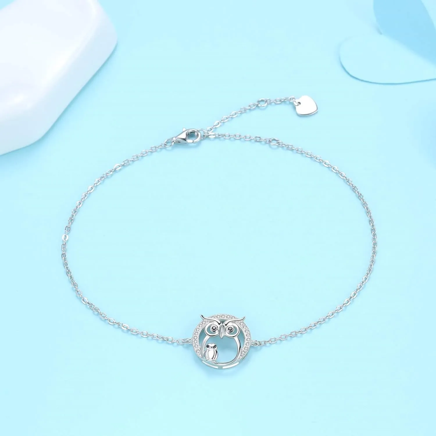 Opal Bracelet Anklet 925 Sterling Silver Adjustable Opal Turquoise Moonstone Bracelets for Women Opal Heart Bracelet Jewelry Gift for Birthday Christmas