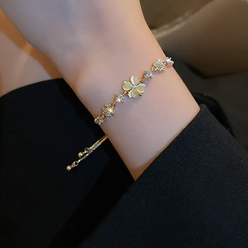Opal Clover Adjustable Bracelet