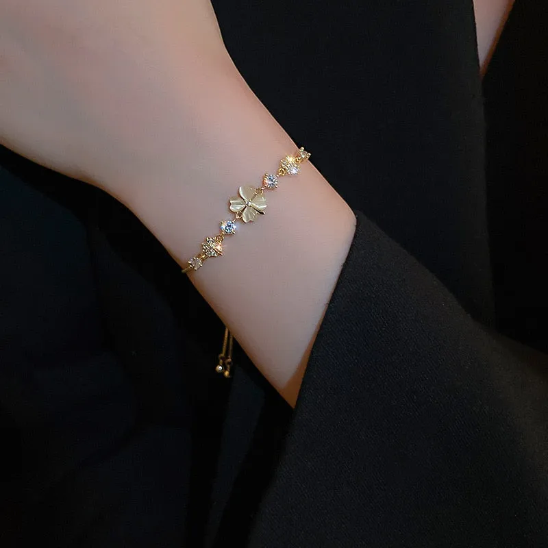 Opal Clover Adjustable Bracelet