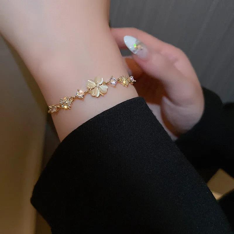 Opal Clover Adjustable Bracelet