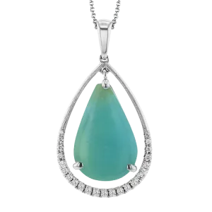 Opal Pendant Necklace in 18k Gold with Diamonds