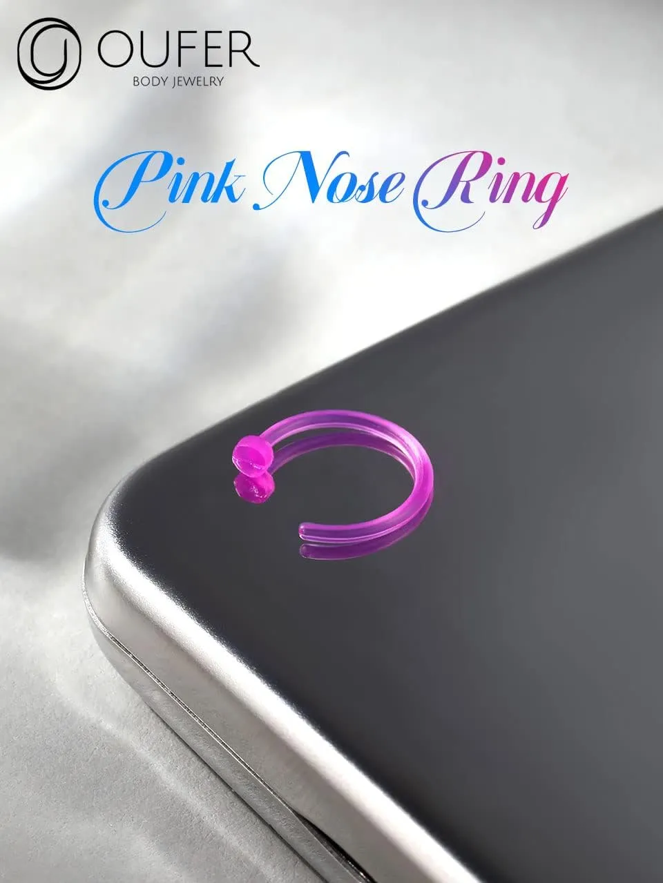 OUFER 20G Nose Ring Hoop, Colorful Clear Bioflex Acrylic Open Neon Nose Rings, Retainer Piercing Jewelry, Tragus Cartilage Helix Daith Lobe Earrings Piercing Retainer for Women Men