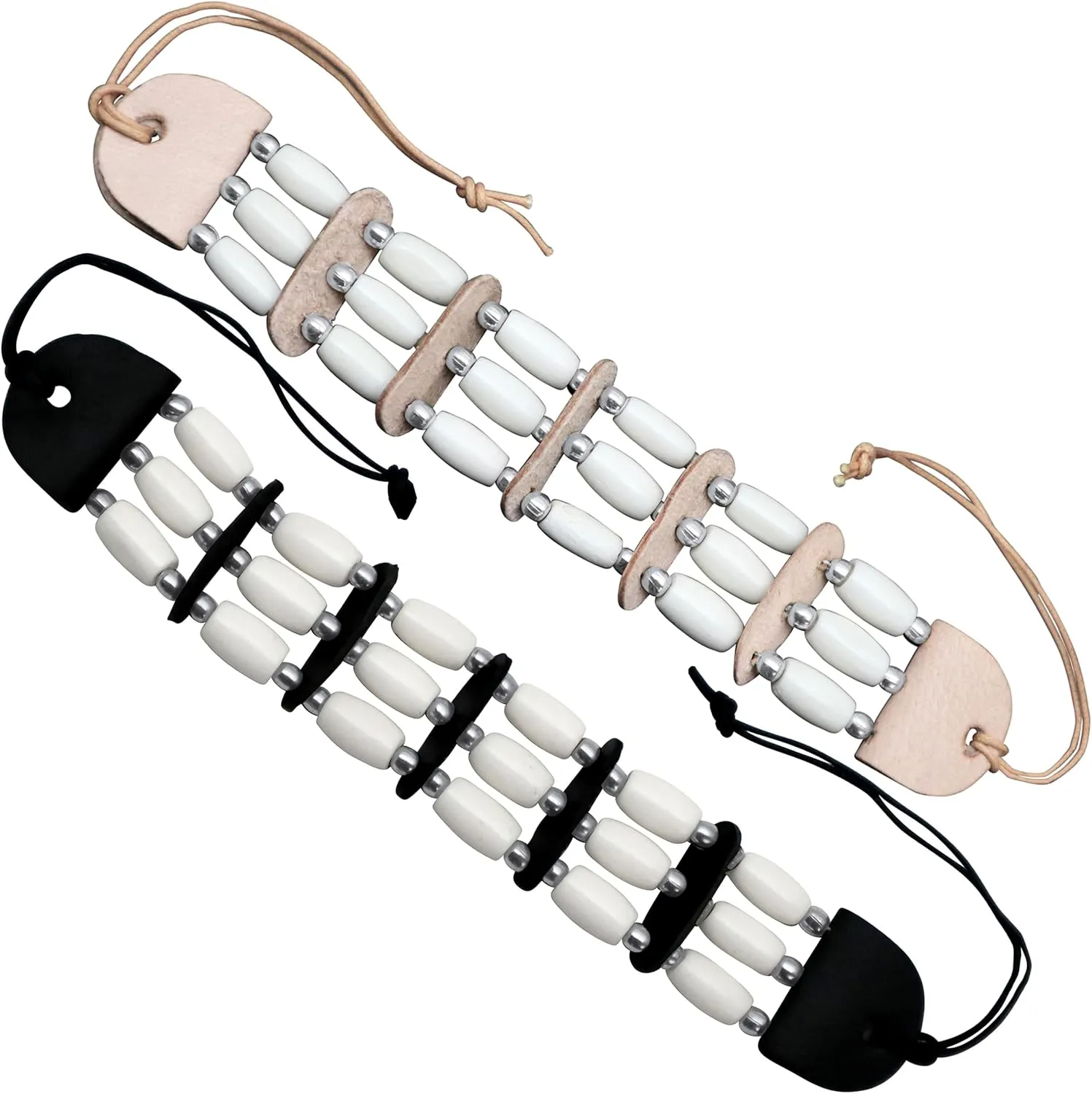 outROAR Gear Native American Style Bracelet (Pair), Buffalo Bone Beads, White Black Beige Indian Style Jewelry for men or women