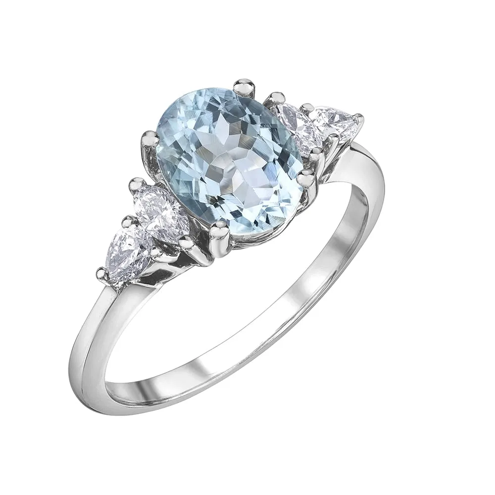 Oval Aquamarine and Diamond Ring