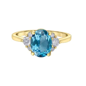 Oval Blue Topaz and Canadian Diamond Ring