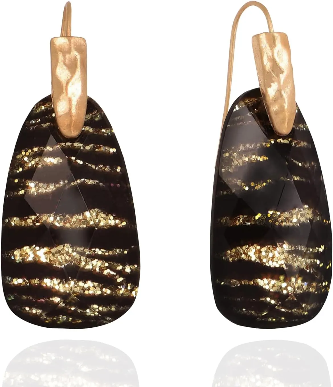 OZEL  Teardrop Earrings for Women  14k Gold Plated  Made in KOREA - Made of Resin with MOP - Abalone/Blue/Red/White/Purple/Emerald Green/Light Orange Color