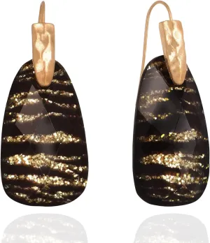 OZEL  Teardrop Earrings for Women  14k Gold Plated  Made in KOREA - Made of Resin with MOP - Abalone/Blue/Red/White/Purple/Emerald Green/Light Orange Color