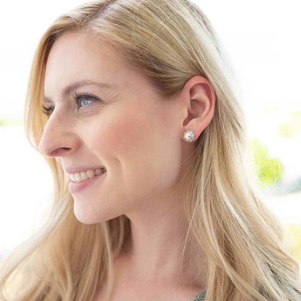 PammyJ 11mm Round Small Crystal Earrings