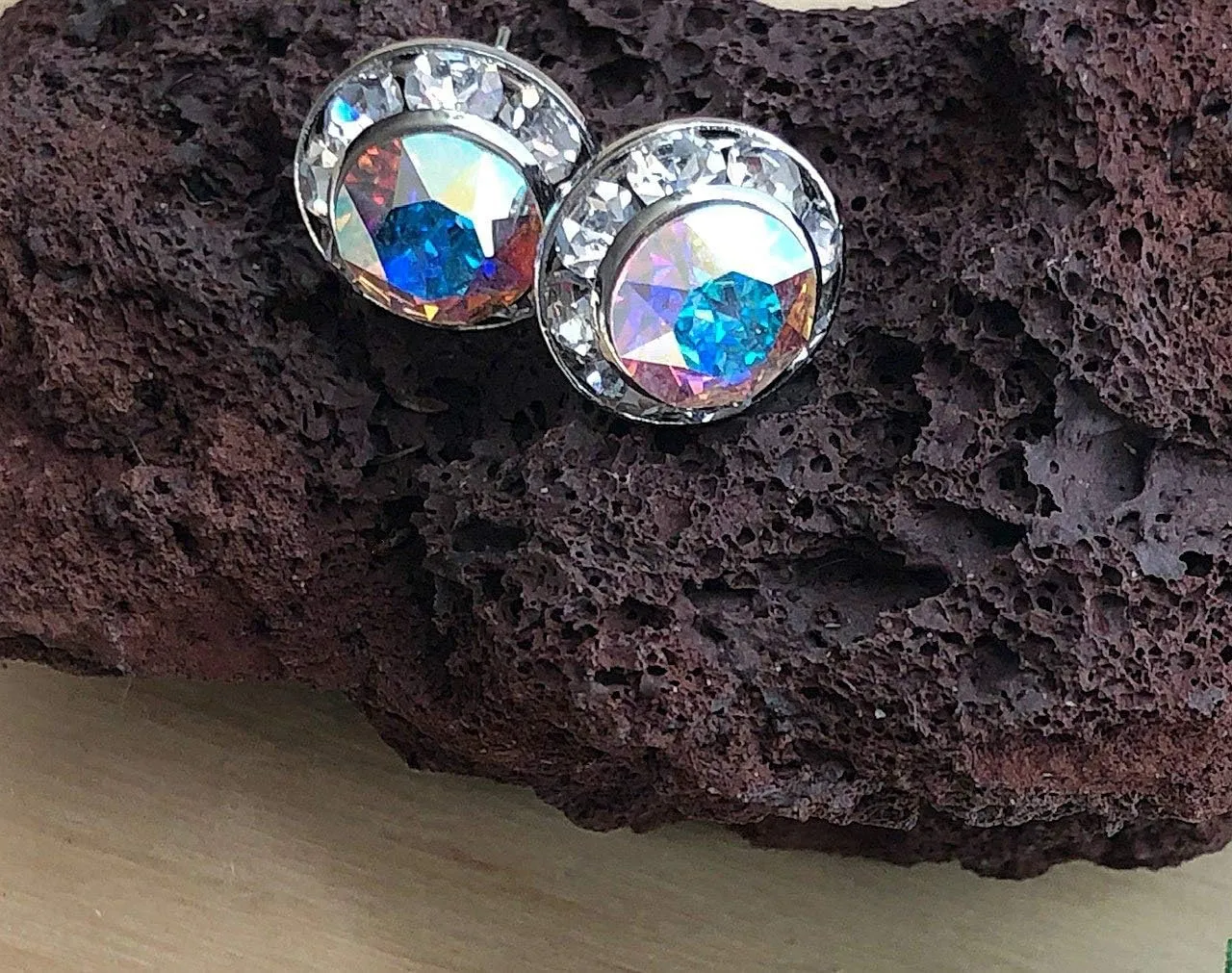 PammyJ 11mm Round Small Crystal Earrings