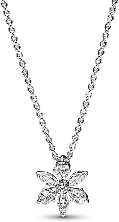 Pandora Sparkling Herbarium Cluster Pendant Necklace - Elegant Jewelry with Lobster Clasp - Great Gift for Her - Sterling Silver & Cubic Zirconia - 17.7"