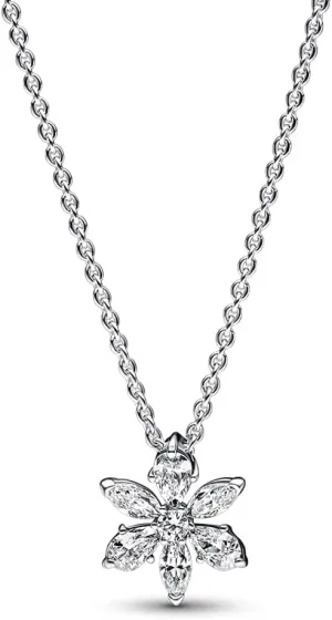 Pandora Sparkling Herbarium Cluster Pendant Necklace - Elegant Jewelry with Lobster Clasp - Great Gift for Her - Sterling Silver & Cubic Zirconia - 17.7"