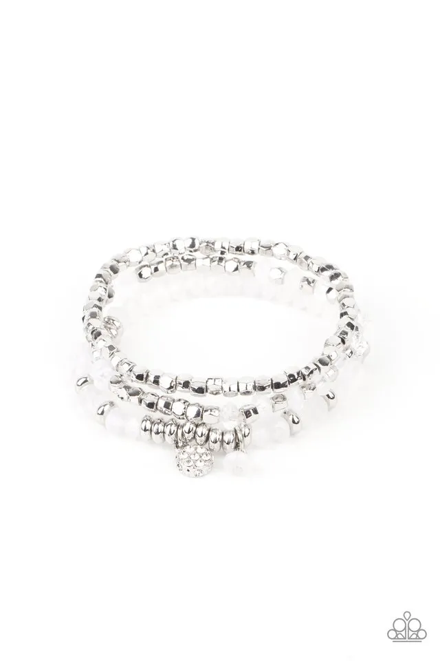 Paparazzi Bracelet ~ Glacial Glimmer - White