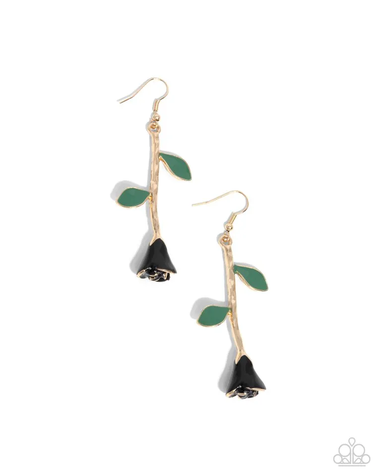 Paparazzi Earring ~ Rose Reality - Black