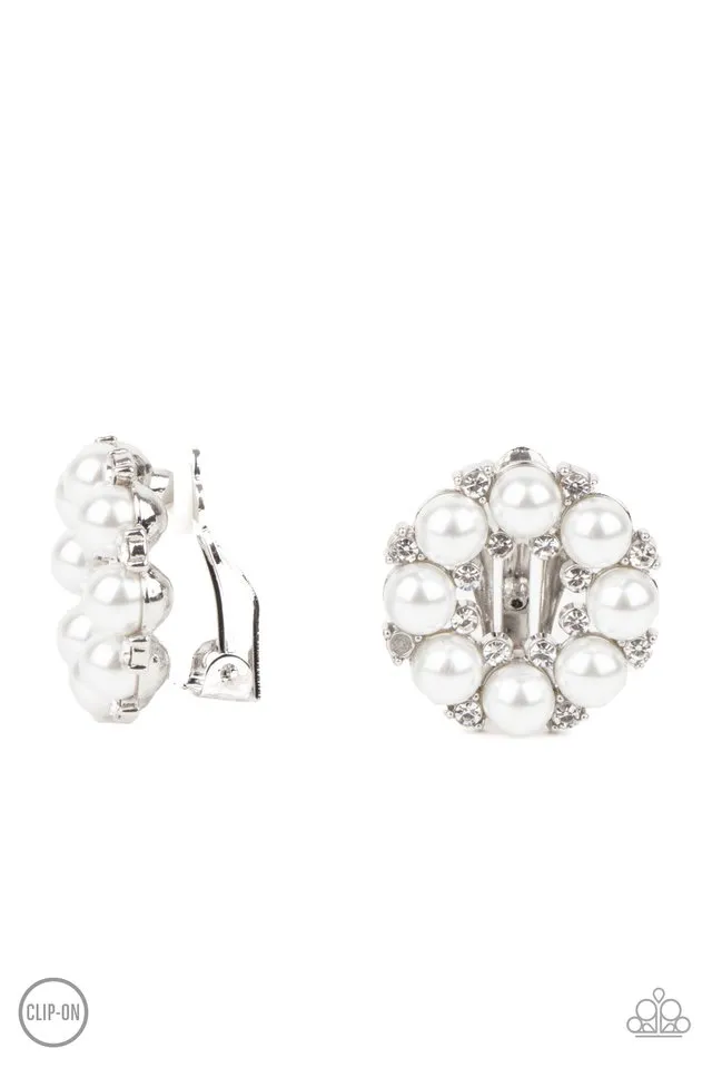 Paparazzi Earring ~ Roundabout Ritz - White