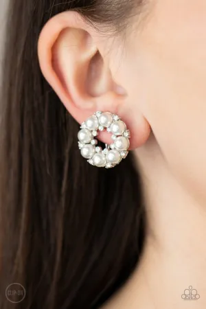 Paparazzi Earring ~ Roundabout Ritz - White